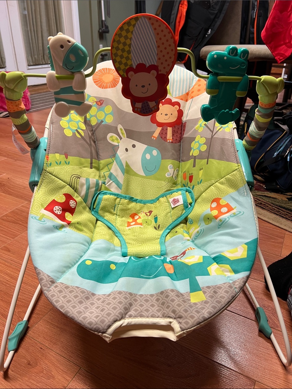 Fisher-Price Turquoise & Green Infant Bouncer Seat with Toy Bar